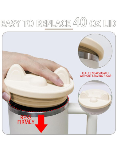 Tapa de Reemplazo Stanley 40 oz Beige - Silicona a Prueba de Derrames