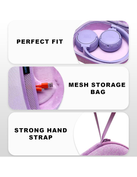 Funda Dura Morada para Auriculares JBL Tune 510BT/520BT/660NC Funda Dura Morada para Auriculares JBL Tune 510BT/520BT/660NC