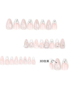 Uñas Postizas Hkanlre Almendra Francesas 24PCS - Medianas 2