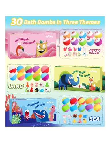 30 Bombas de Baño YoYokay con Juguetes Sorpresa para Niños