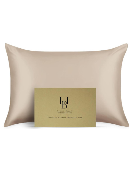 Funda de Almohada de Seda Orgánica 100% Grado 6A Taupe