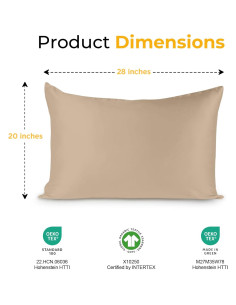 Funda de Almohada de Seda Orgánica 100% Grado 6A Taupe 2