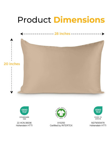 Funda de Almohada de Seda Orgánica 100% Grado 6A Taupe