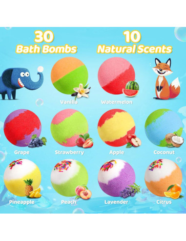 30 Bombas de Baño YoYokay con Juguetes Sorpresa para Niños