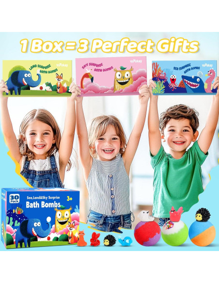30 Bombas de Baño YoYokay con Juguetes Sorpresa para Niños