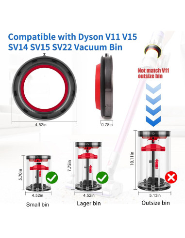 Anillo de Sellado Fijo Superior V11 V15 Dyson - Repuesto Aspiradora