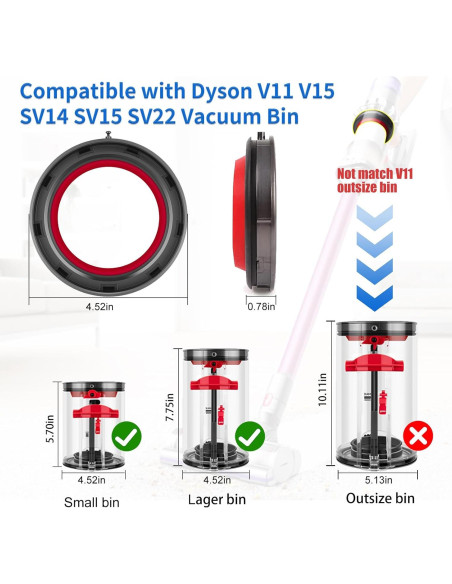 Anillo de Sellado Fijo Superior V11 V15 Dyson - Repuesto Aspiradora