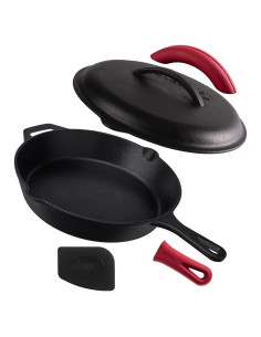 Sartén de Hierro Fundido Cuisinel 30.48 cm con Tapa y Mango Silicona