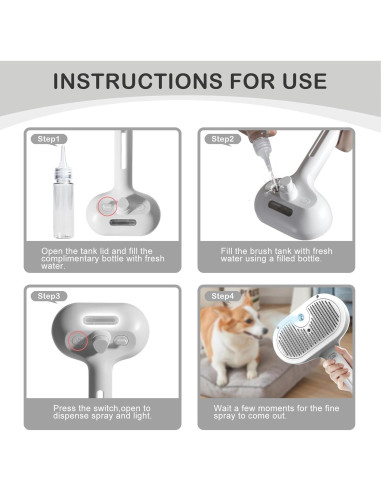 Cepillo de Vapor para Mascotas Akihatorii Blanco 3 en 1