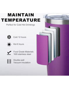 Taza de Café Aislada koodee 590 ml Acero Inoxidable Púrpura 2