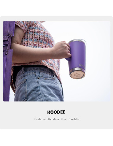 Taza de Café Aislada koodee 590 ml Acero Inoxidable Púrpura