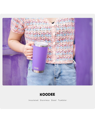 Taza de Café Aislada koodee 590 ml Acero Inoxidable Púrpura