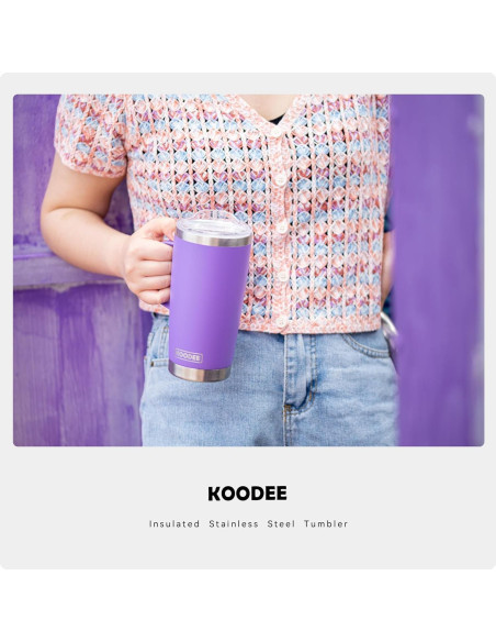 Taza de Café Aislada koodee 590 ml Acero Inoxidable Púrpura