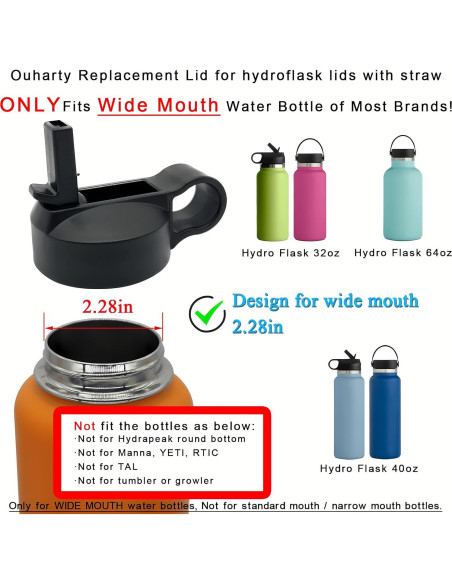 Tapa de Pajilla de Reemplazo Ouharty para Hydro Flask 12-64 oz Tapa de Pajilla de Reemplazo Ouharty para Hydro Flask 12-64 oz