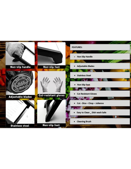 Rebanador de Mandolina Ajustable Genérico Acero Inoxidable 1-15mm