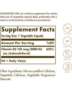 Solgar Vitamina D3 125 mcg 240 Cápsulas Vegetales - Soporte Huesos y Sistema Inmunológico 2