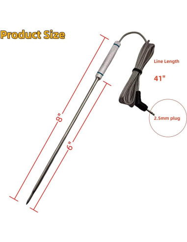 Sonda de Reemplazo para Termómetros Thermopro 20.32 cm Acero Inoxidable