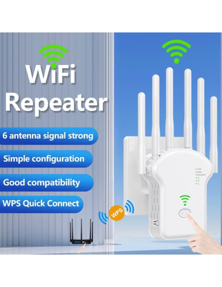 Extensor de WiFi Liaoan 2024 con 6 Antenas y Ethernet
