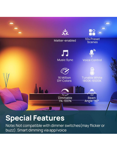 Bombillas Inteligentes Linkind Matter 1200LM E26 RGBTW 2Pack