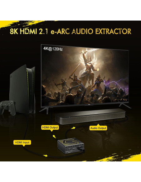 Extractor de Audio HDMI 2.1 CORSAHD 4K@120Hz eARC 7.1CH