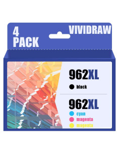 Cartuchos de tinta 962XL Vividraw para HP OfficeJet Pro - Paquete de 4