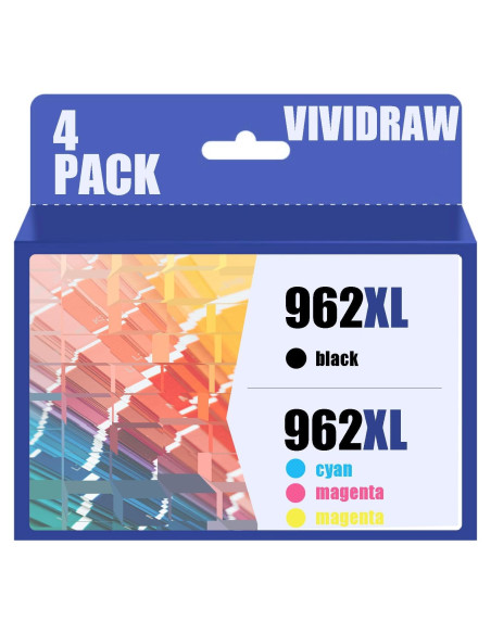 Cartuchos de tinta 962XL Vividraw para HP OfficeJet Pro - Paquete de 4