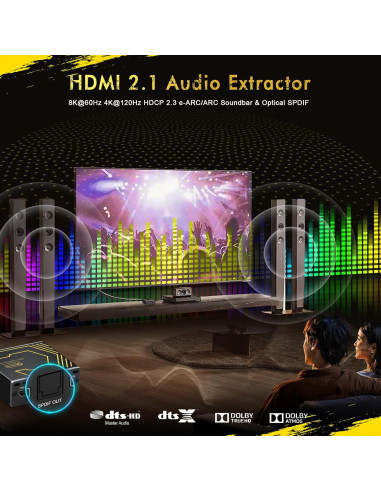 Extractor de Audio HDMI 2.1 CORSAHD 4K@120Hz eARC 7.1CH