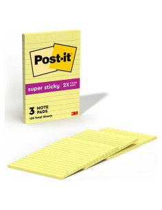 Notas Post-it Súper Adhesivas Amarillo Canario 10.16x15.24 cm 4 Blocs