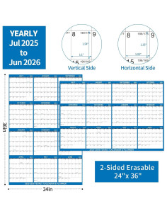 Calendario de Pared Borrable Kuraoyan 2025-2026 61x91 cm 2