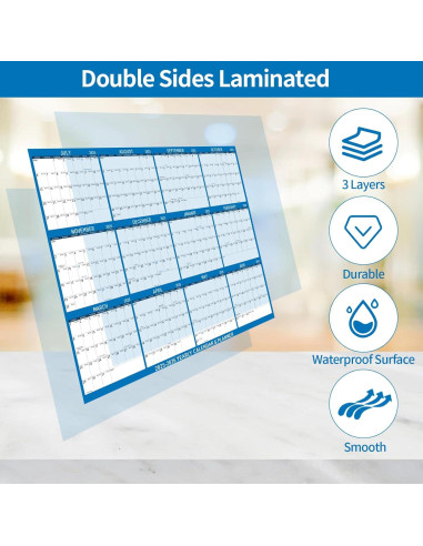 Calendario de Pared Borrable Kuraoyan 2025-2026 61x91 cm