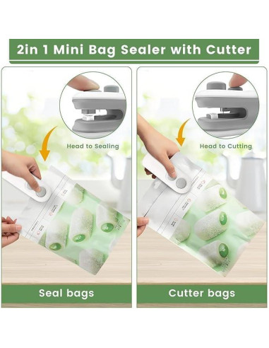 Mini Sello de Bolsas SJJGWW 2 en 1 Cortador y Sellador