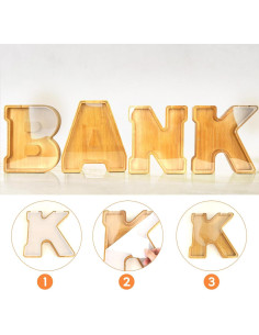 Alcancía de Letras de Madera ANOTION 22.86 cm para Niños 2