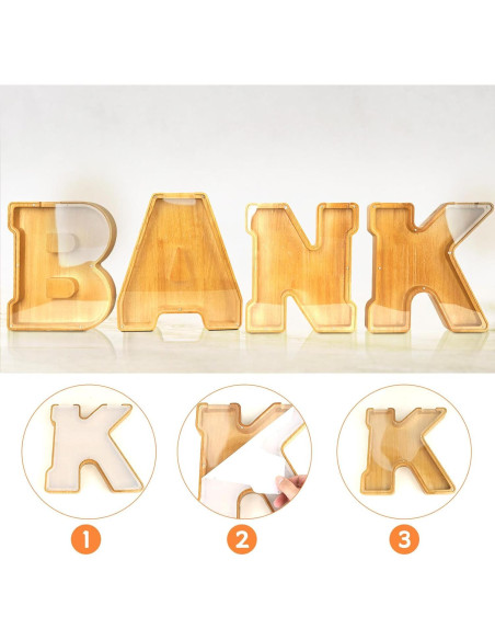 Alcancía de Letras de Madera ANOTION 22.86 cm para Niños