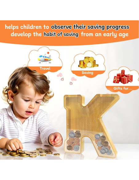 Alcancía de Letras de Madera ANOTION 22.86 cm para Niños