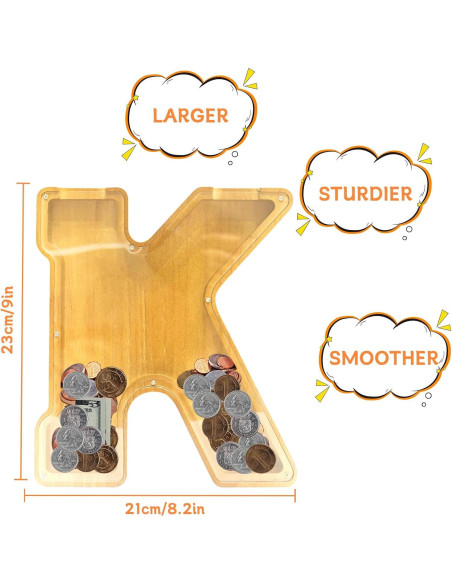 Alcancía de Letras de Madera ANOTION 22.86 cm para Niños