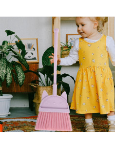 Escoba Cabilock Rosa para Niños con Diseño de Gato - Ligera y Divertida 2