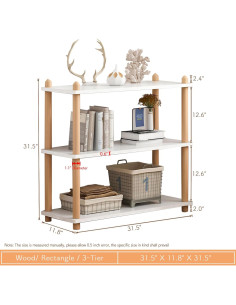 Estante de Madera IOTXY 3 Niveles Blanco Estantería Abierta 2