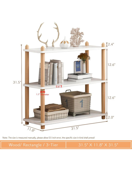 Estante de Madera IOTXY 3 Niveles Blanco Estantería Abierta