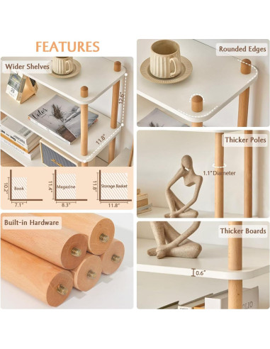 Estante de Madera IOTXY 3 Niveles Blanco Estantería Abierta