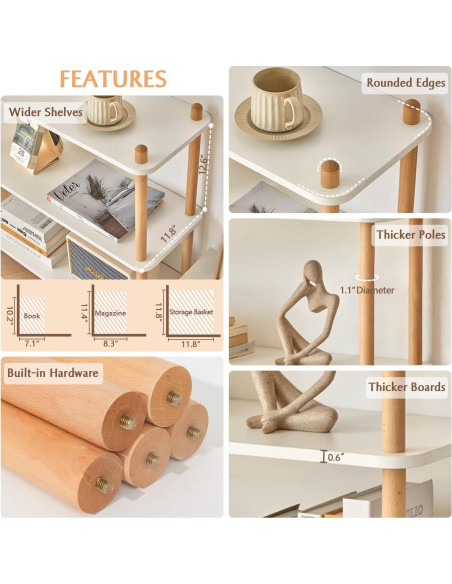 Estante de Madera IOTXY 3 Niveles Blanco Estantería Abierta
