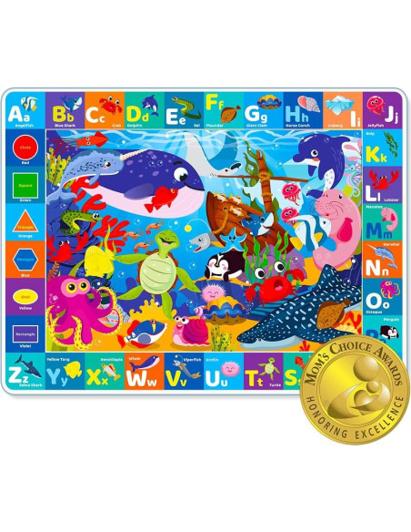 Alfombrillas de Juego para Bebés QUOKKA - Paquete de 2 - Alto Contraste ABC Oceánico