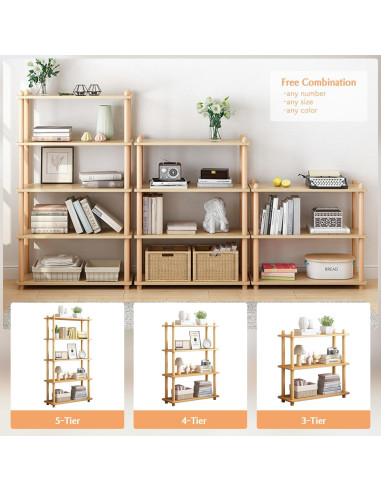 Estante de Madera IOTXY 3 Niveles Blanco Estantería Abierta