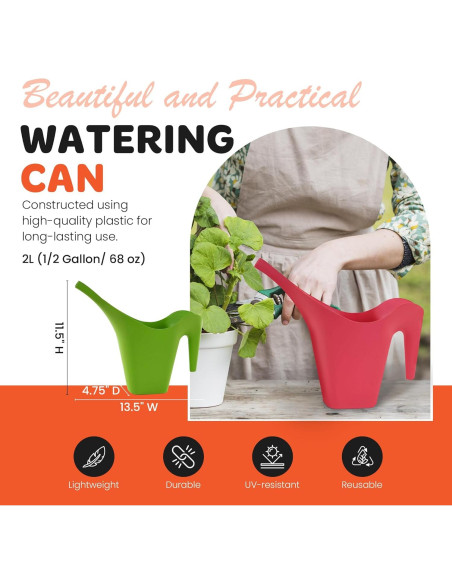 Regadera Mintra 2L Coral para Plantas de Interior y Exterior