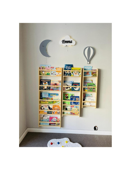 Estantería Infantil Montessori de Madera Sólida 3 Niveles 61 cm