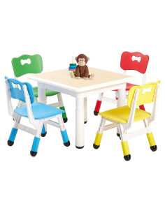 Conjunto de Mesa y 4 Sillas FUNLIO Ajustables para Niños