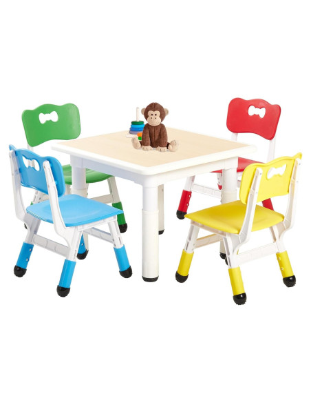 Conjunto de Mesa y 4 Sillas FUNLIO Ajustables para Niños