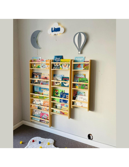 Estantería Infantil Montessori de Madera Sólida 3 Niveles 61 cm