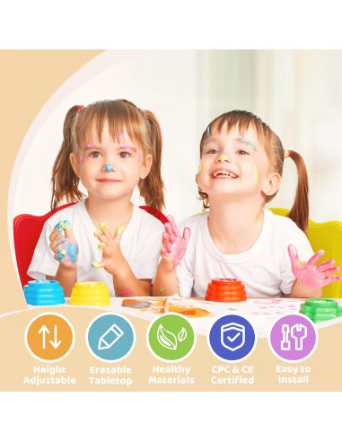 Conjunto de Mesa y 4 Sillas FUNLIO Ajustables para Niños