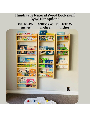 Estantería Infantil Montessori de Madera Sólida 3 Niveles 61 cm