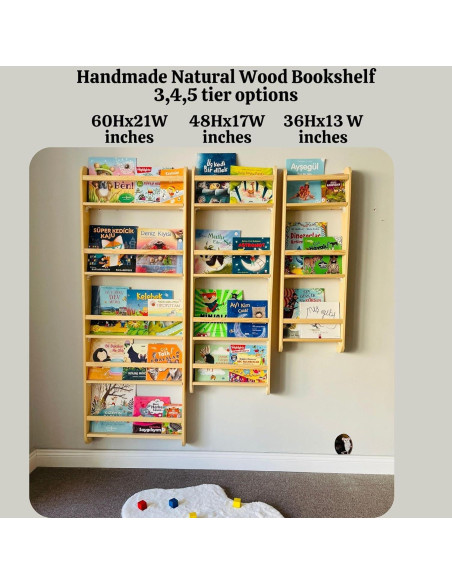 Estantería Infantil Montessori de Madera Sólida 3 Niveles 61 cm